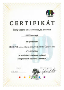 Caparol certifikát