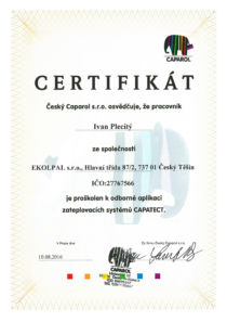 Caparol certifikát